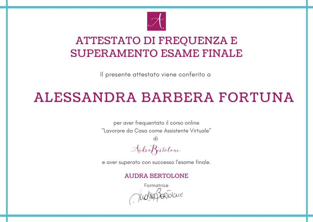 Alessandra Barbera assistente virtuale per liberare il tuo tempo esame