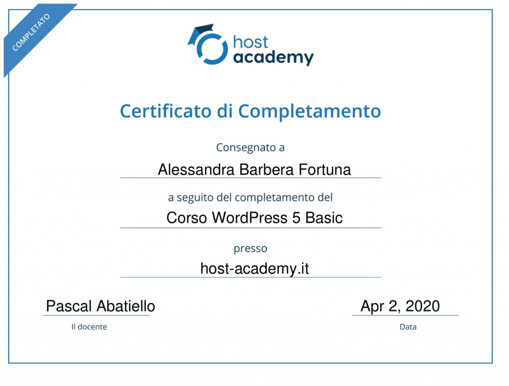 Alessandra Barbera Assistente Virtuale per liberare il tuo tempo esame WordPress Plus